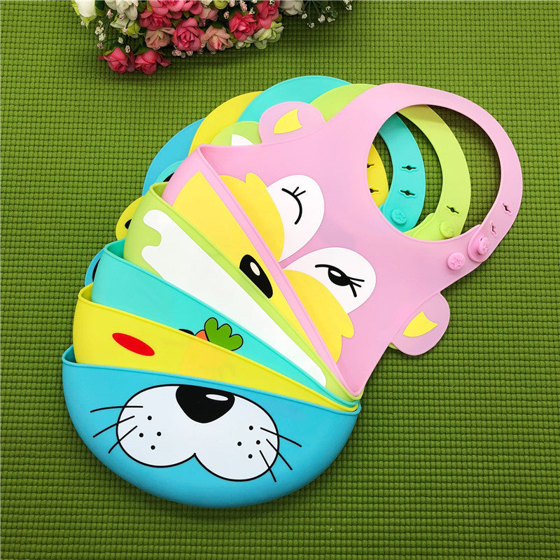 Baby food grade silicone food meal pockets Children's dinner pockets Waterproof disposable cartoon bibs Adjustable bibs