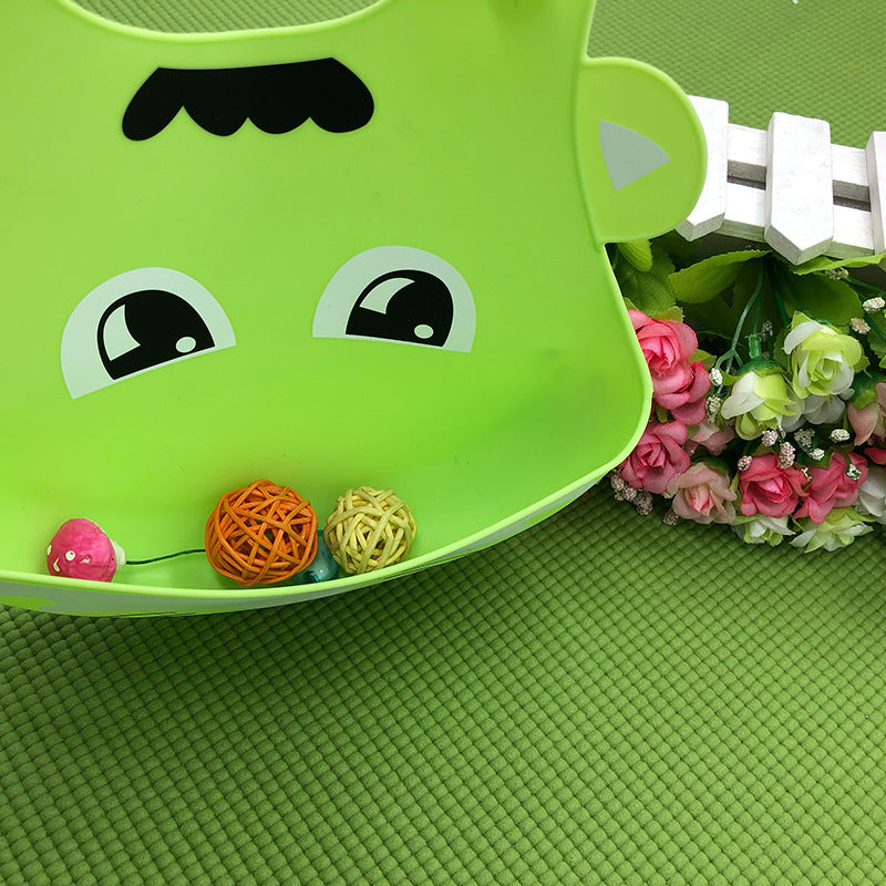 Baby food grade silicone food meal pockets Children's dinner pockets Waterproof disposable cartoon bibs Adjustable bibs