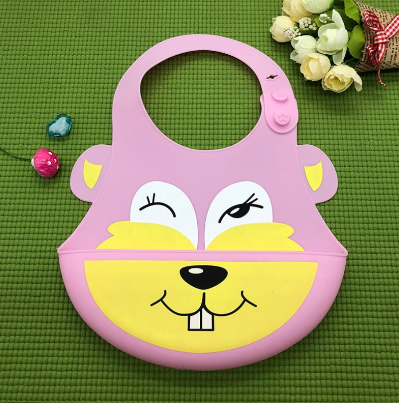 Baby food grade silicone food meal pockets Children's dinner pockets Waterproof disposable cartoon bibs Adjustable bibs