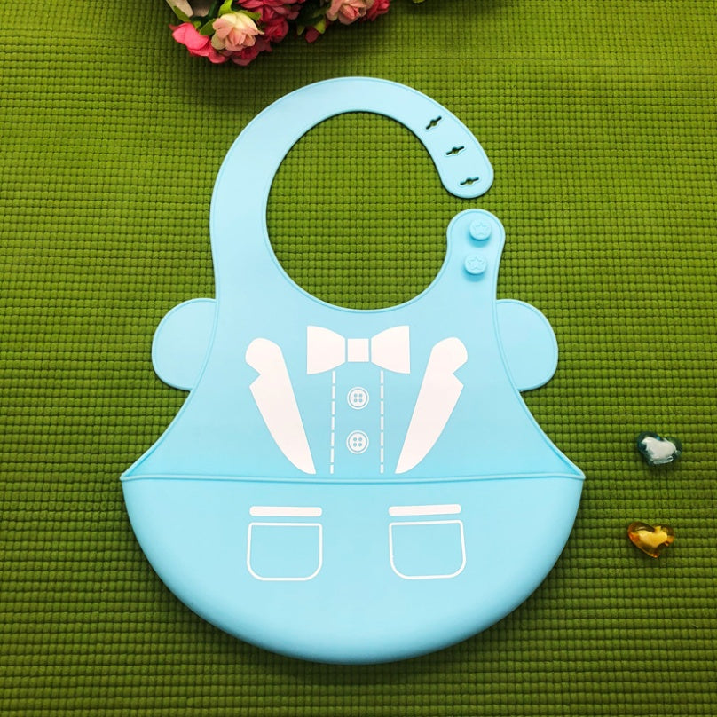 Baby food grade silicone food meal pockets Children's dinner pockets Waterproof disposable cartoon bibs Adjustable bibs