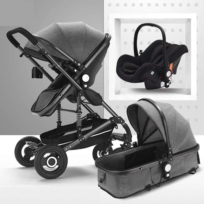 Sitting And Lying Portable Folding High-landscape Shock-absorbing Two-way Stroller For Newborn Babies