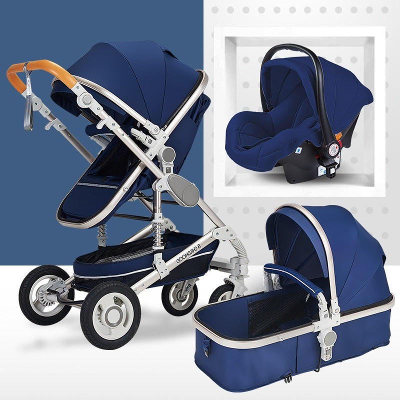 Sitting And Lying Portable Folding High-landscape Shock-absorbing Two-way Stroller For Newborn Babies