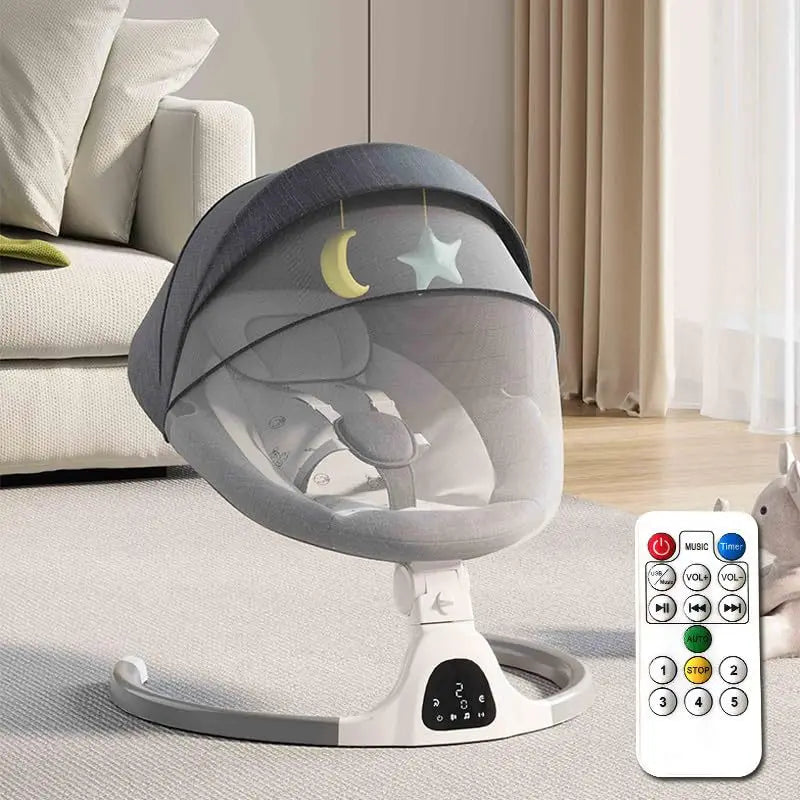 Chaise balançoire électrique de luxe pour bébé, lit à bascule pour bébé, balançoire automatique inclinable, ceinture de sécurité à cinq points avec télécommande