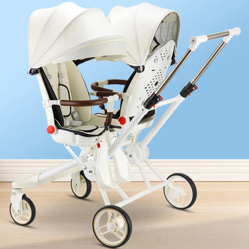 Poussette double portable Cheshire Age Twins, poussette pliable pour bébé, deuxième enfant, poussette double à quatre roues