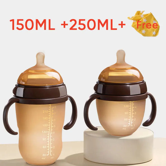 Biberon en Silicone Nano biberons avec poignée pour bébé sevrage biberon Anti-étouffement pour bébé 0-9 mois 150ML/250ML