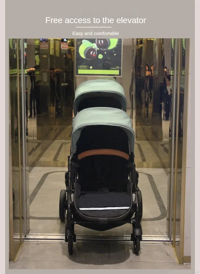 2025 NOUVEAU Poussette double Nouveau chariot bébé 2 en 1 landau avec siège auto Poussette bébé pour deux enfants Pliable Léger