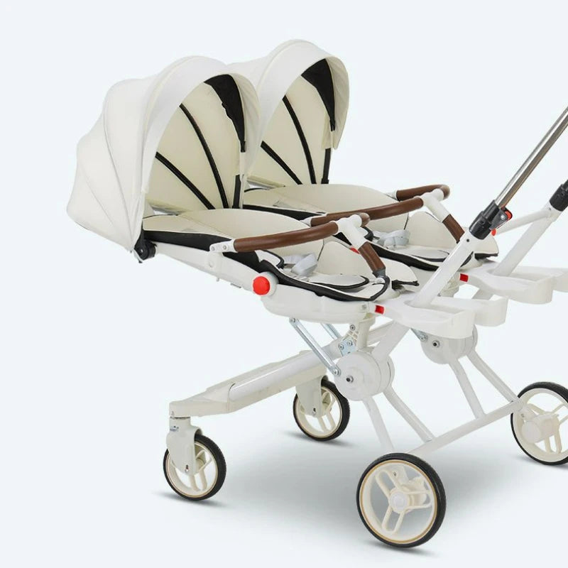 Poussette double portable Cheshire Age Twins, poussette pliable pour bébé, deuxième enfant, poussette double à quatre roues