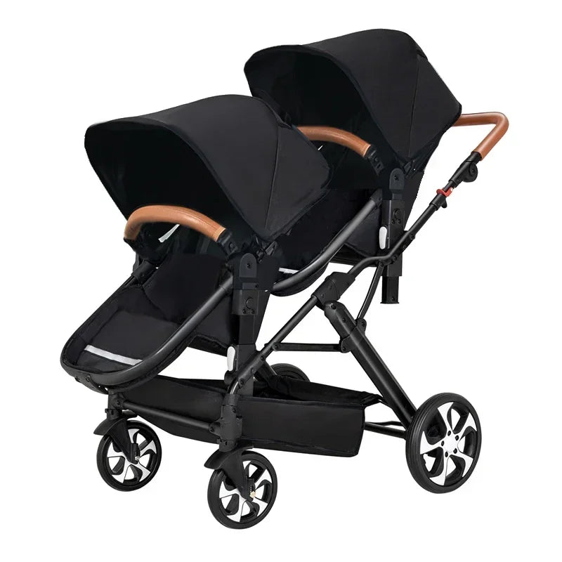 2025 NOUVEAU Poussette double Nouveau chariot bébé 2 en 1 landau avec siège auto Poussette bébé pour deux enfants Pliable Léger