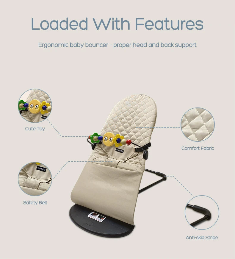 AnGku chaise à bascule pour bébé chaise balançoire multifonction Portable pour enfant en bas âge siège videur réglable avec jouets