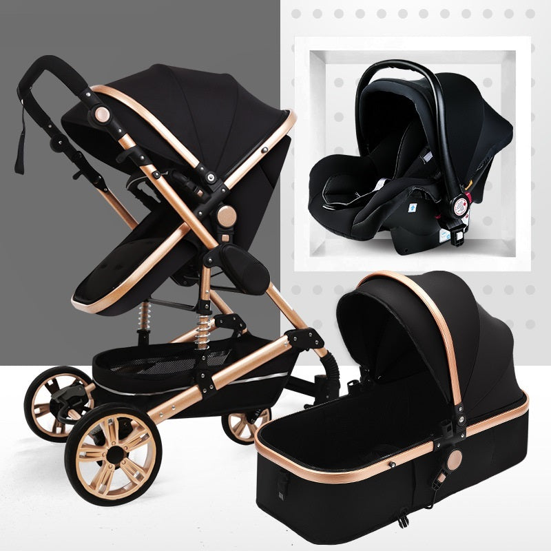 Sitting And Lying Portable Folding High-landscape Shock-absorbing Two-way Stroller For Newborn Babies